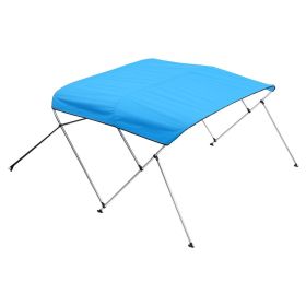3 Bow Boat Bimini Top, 600D Polyester Canopy with Aluminum Alloy Frame, Waterproof & Sun Shade Boat Awning Canopy with Storage Bag, 2 Support Pol