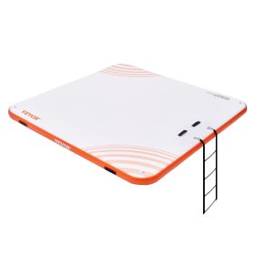 Inflatable Floating Dock, 10 x 10FT Inflatable Dock Platform, Non-Slip Water Floating Dock Mat with Portable Carrying Bag & Detachable Ladder